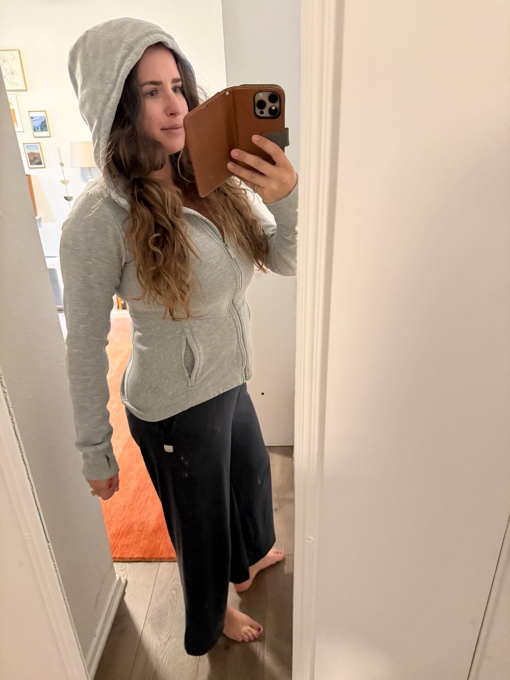 ALO Yoga Heather Gray Hooded Zip-Up Jacket - Picture 4 of 4